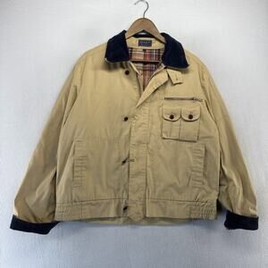 Vintage Gant jacket Men's large Tan Brown Corduroy Collar Boxy Rugger Lined 90s